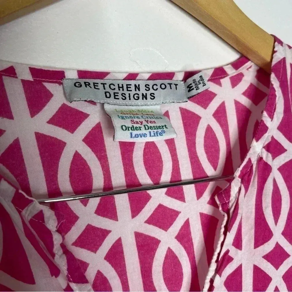 Gretchen Scott Pink White Tunic Blouse Size Medium - Image 3