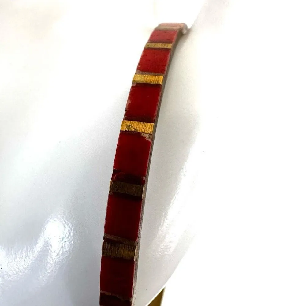 Red and gold tone brass bangle bracelet - Image 6