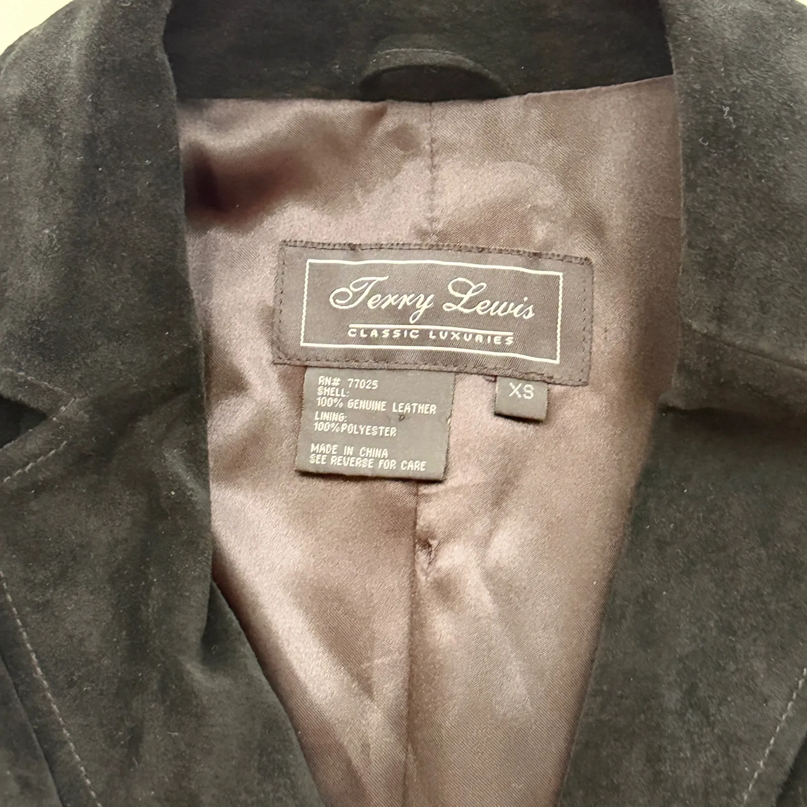 Terry Lewis Black Suede Leather Classic Blazer Sz XS Button Tailored Jacket Y2K - Image 3