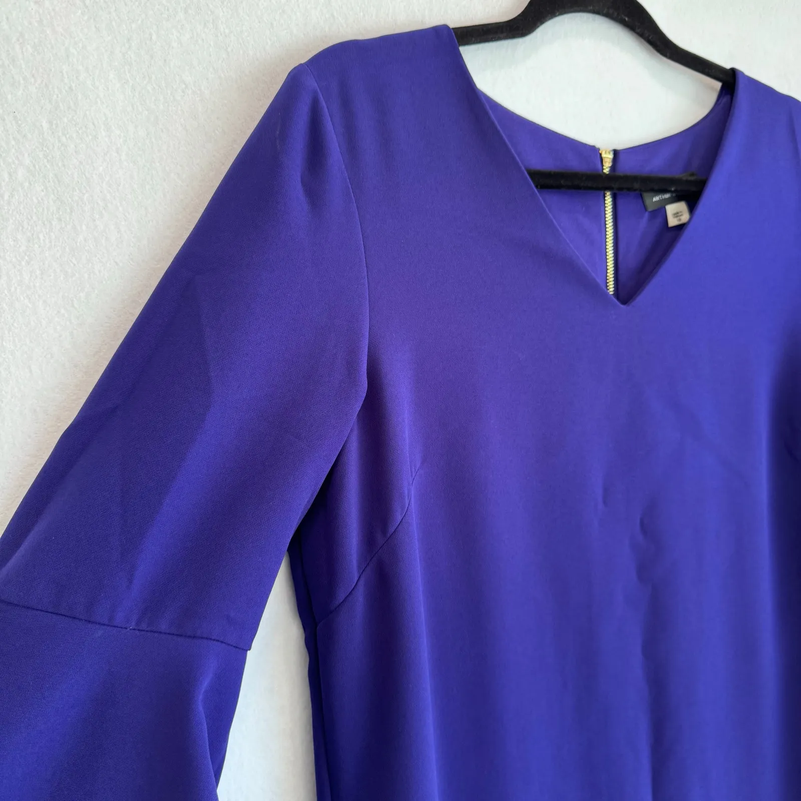 Tahari Arthur S. Levine Purple Bell Sleeve Shift Dress Women’s Size 10 career - Image 4