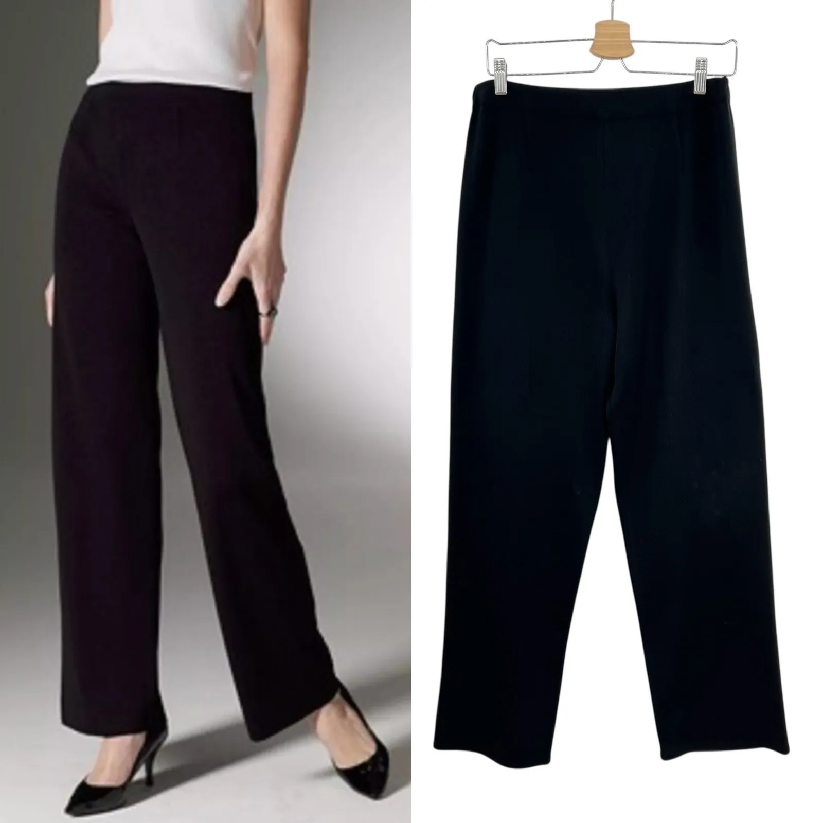 Exclusively Misook Knit Pants Pull-On Straight Leg Black Size Large Petite - Image 2