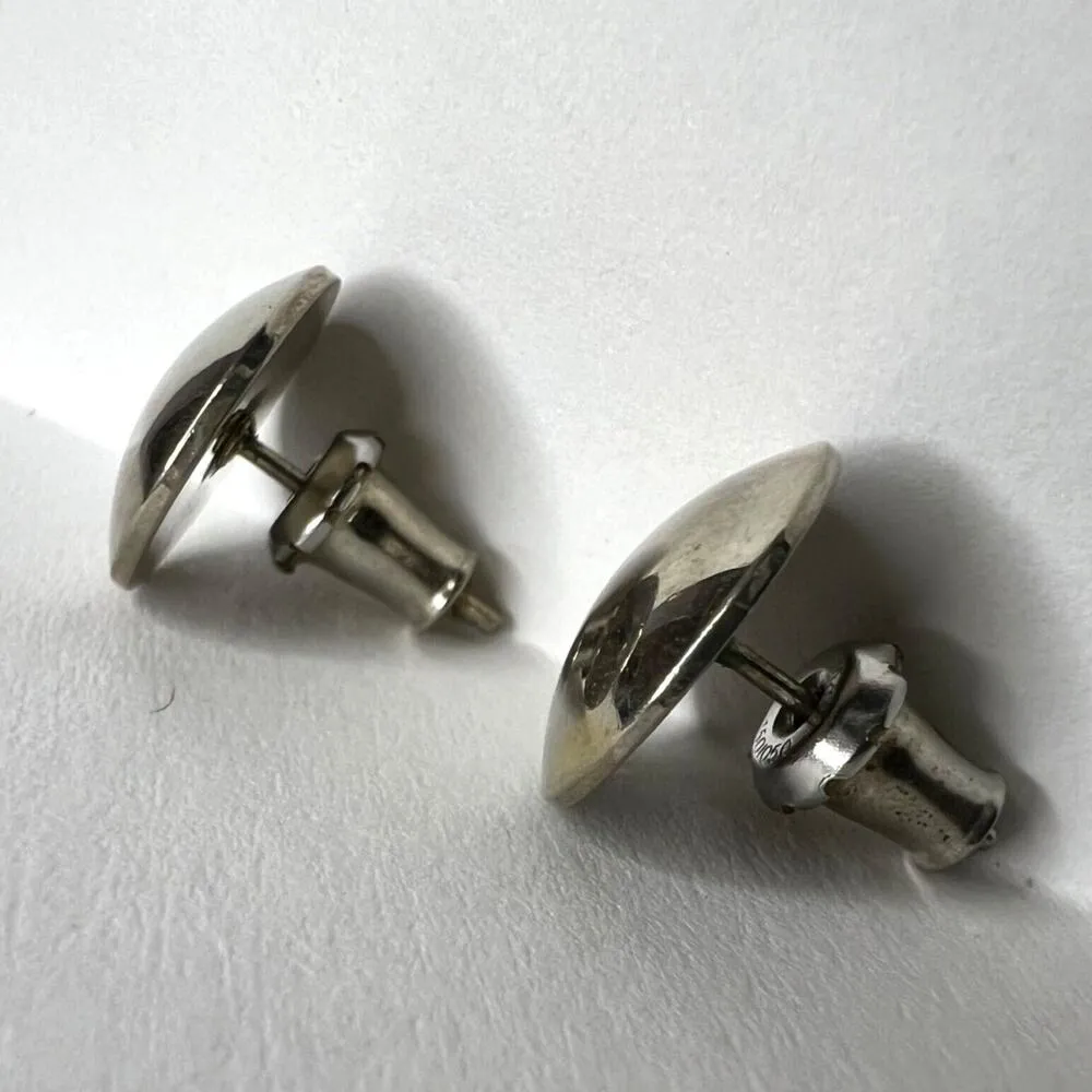 Vintage Womens Circle Stud Fashion Earrings 70s 80s Metal Silver Tone - Image 14