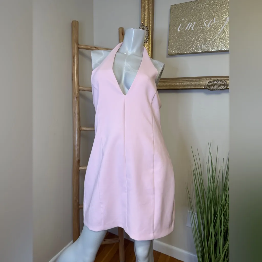 Zara Halter Top Light Pink Backless Dress Zip Side Viral Zip Side XL NWT - Image 4
