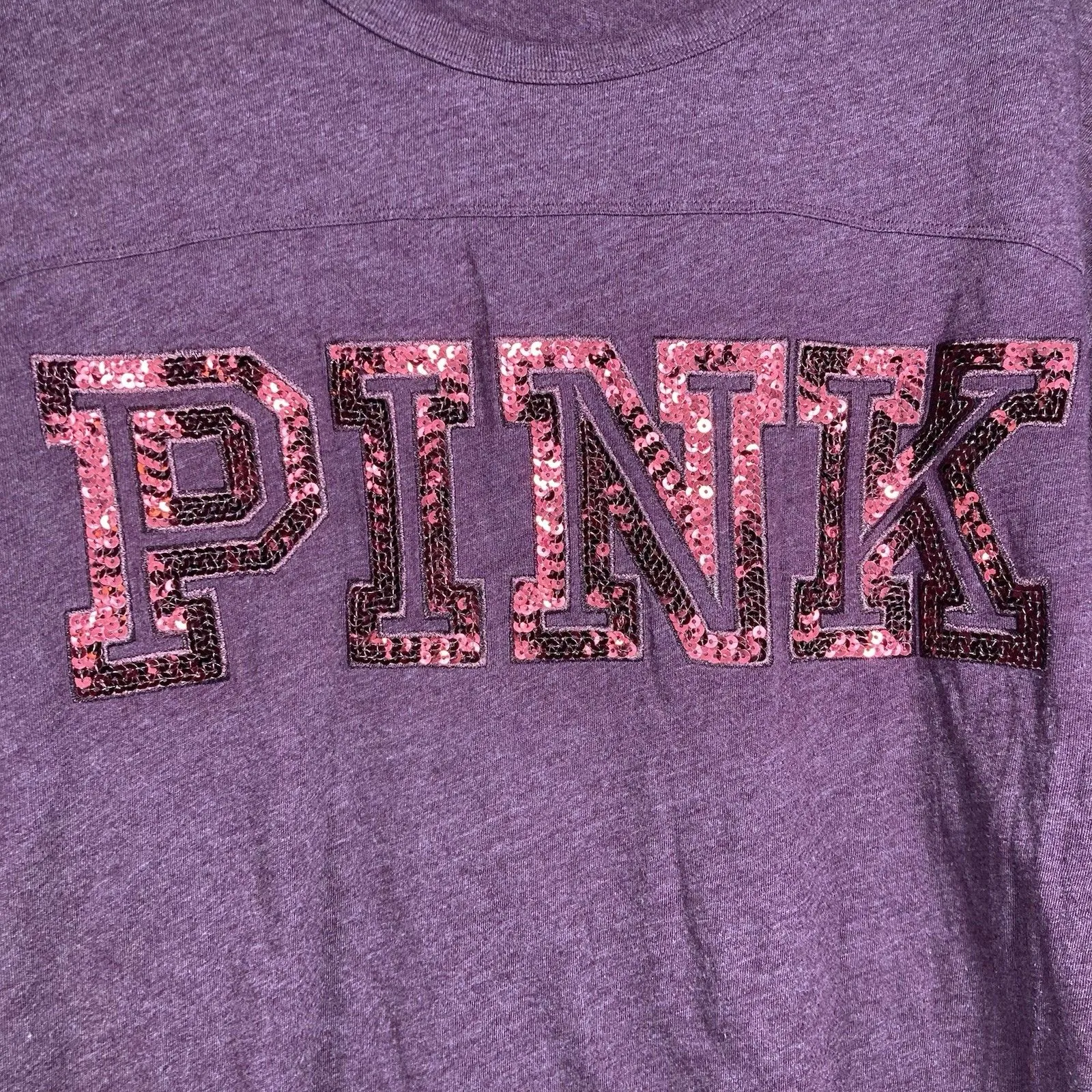 Victoria's Secret Pink M Bling Sequin Iridescent Boyfriend Jersey Tee Shirt - Image 4