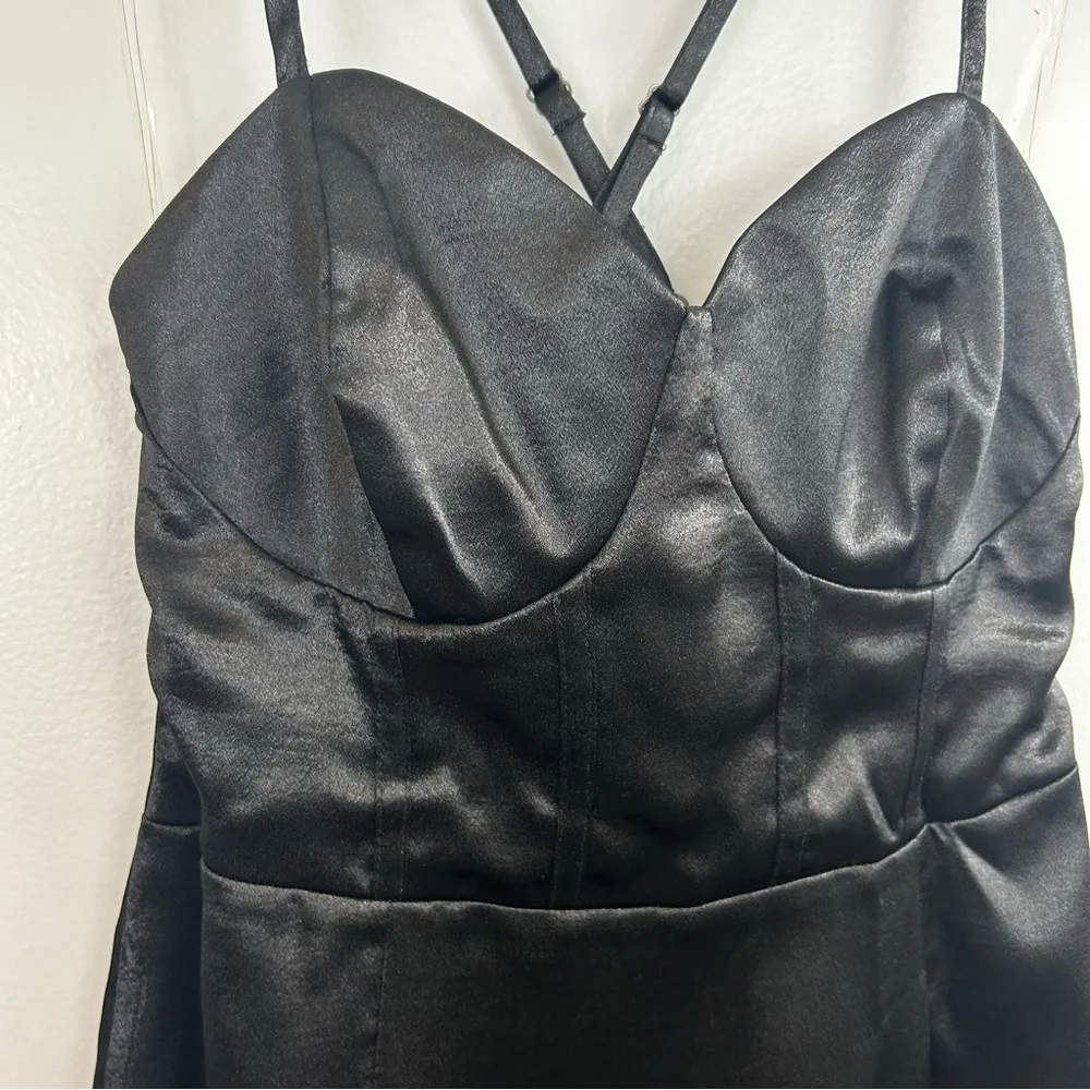 NWT Wild Fable Black Satin Corset Sleeveless Mini Dress Size XS - Image 7