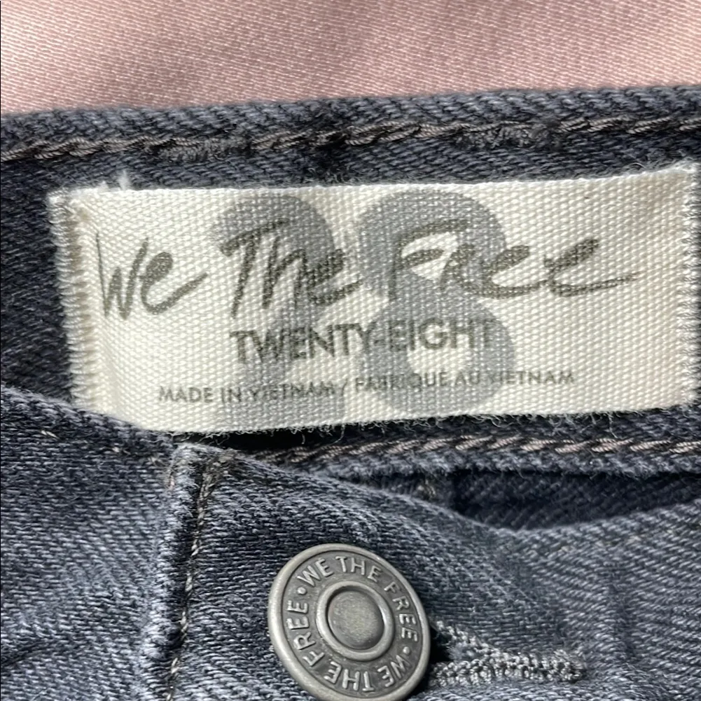 Free People Black Distressed Jean Shorts - Image 5