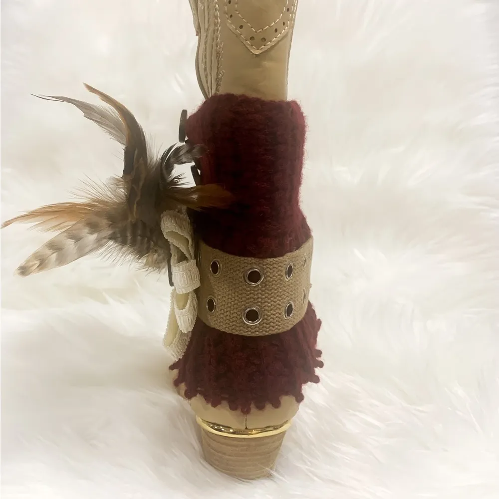 Handmade Removable Women’s Boot Bands/Cuffs Red - Image 2