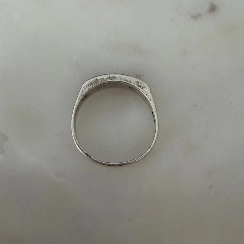 Vintage 925 Sterling Silver Turquoise Inlay Band Ring Size 8 Southwestern - Image 2