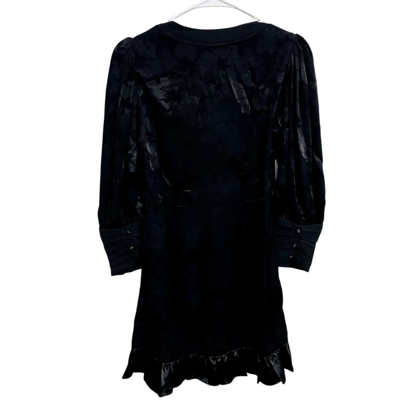 LoveShackFancy‎ Revaline Jacquard Ruffle Mini Dress Babydoll Black Floral Size 6 - Image 5