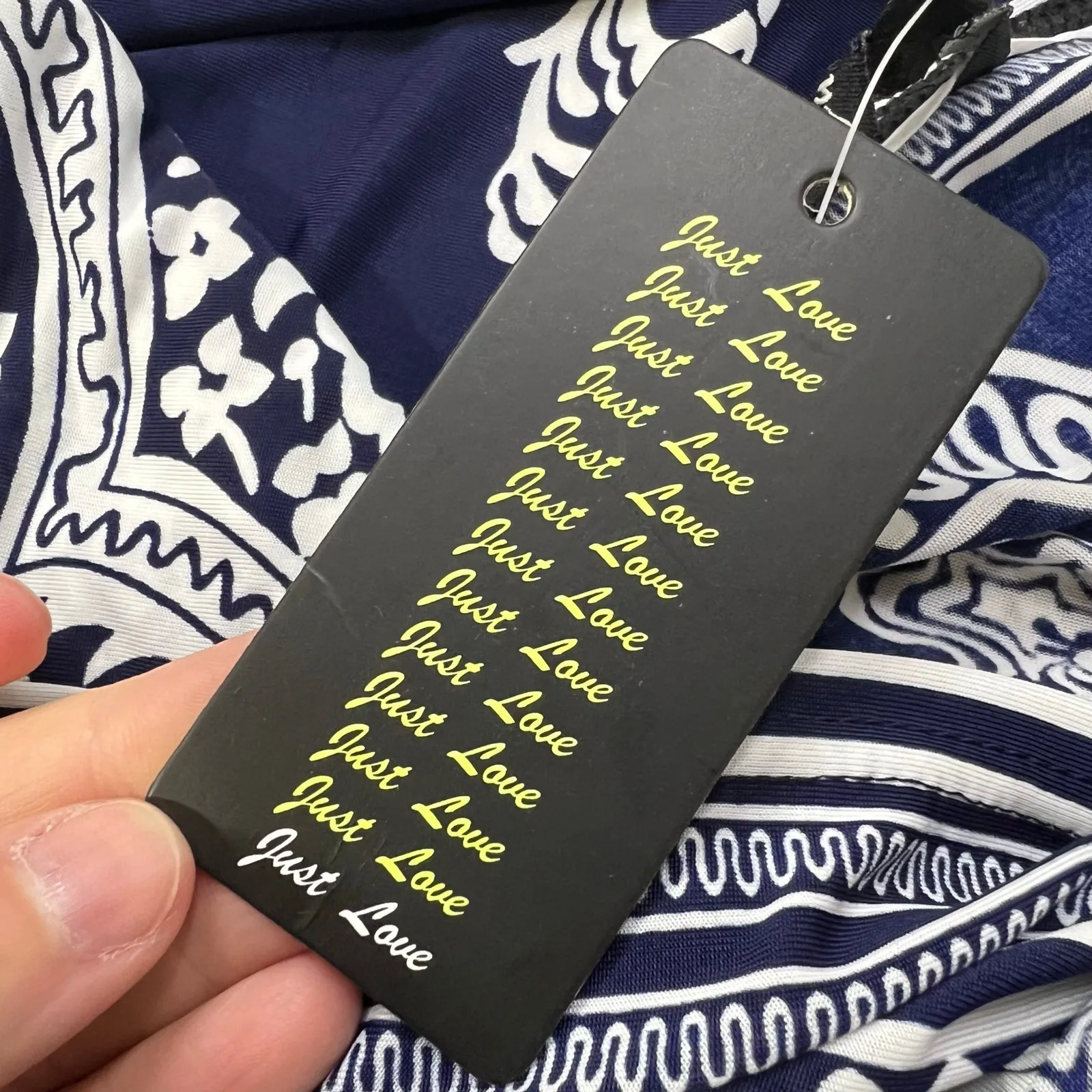 Just Love Womens Kaftan Dress Empire Waist Maxi Floral Print Blue White XL - Image 9