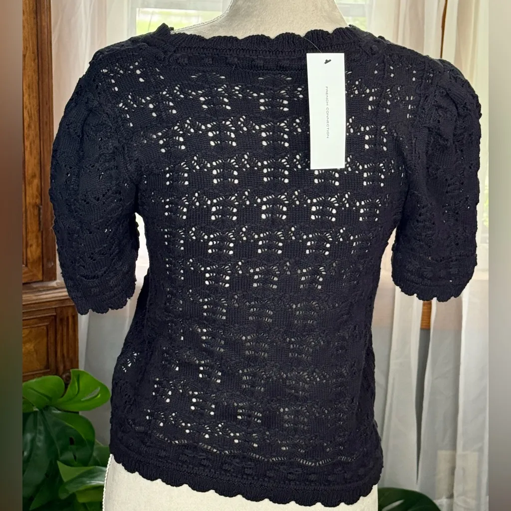 ☀️SUMMER CLEARANCE SALE☀️ French Connection Crochet Cropped Fitted Knit Top - Image 2