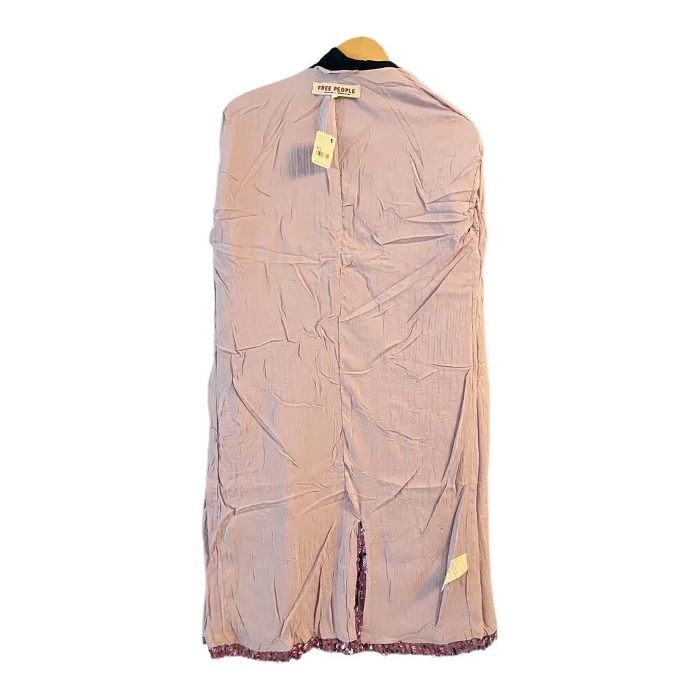 FREE PEOPLE Ella Duster Sequin Purple Combo Black Trim Jacket XS/S Oversized NWT - Image 8