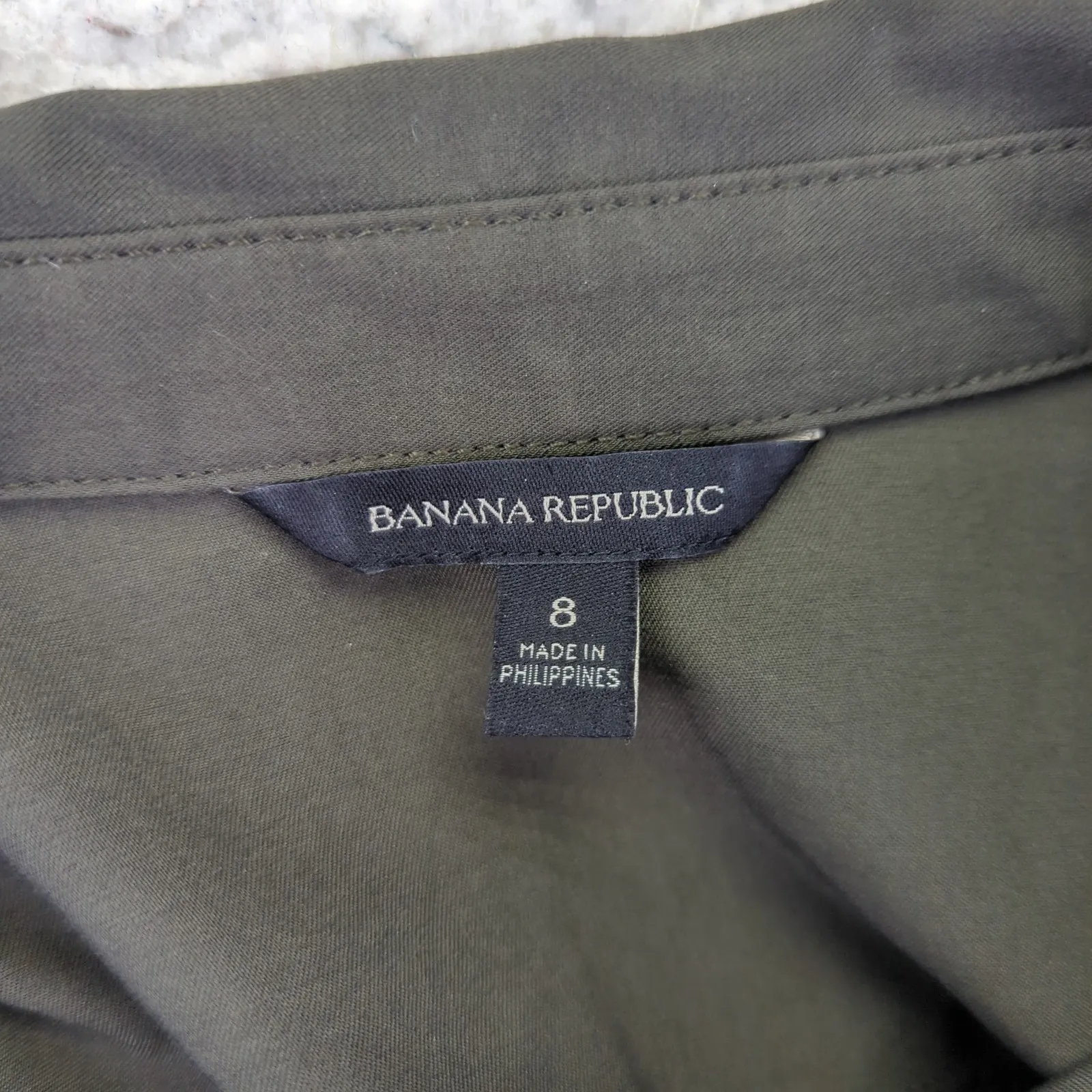Banana Republic Olive Green Utility Jumpsuit Belted Long Sleeve‎ Women's Size 8 - Image 5