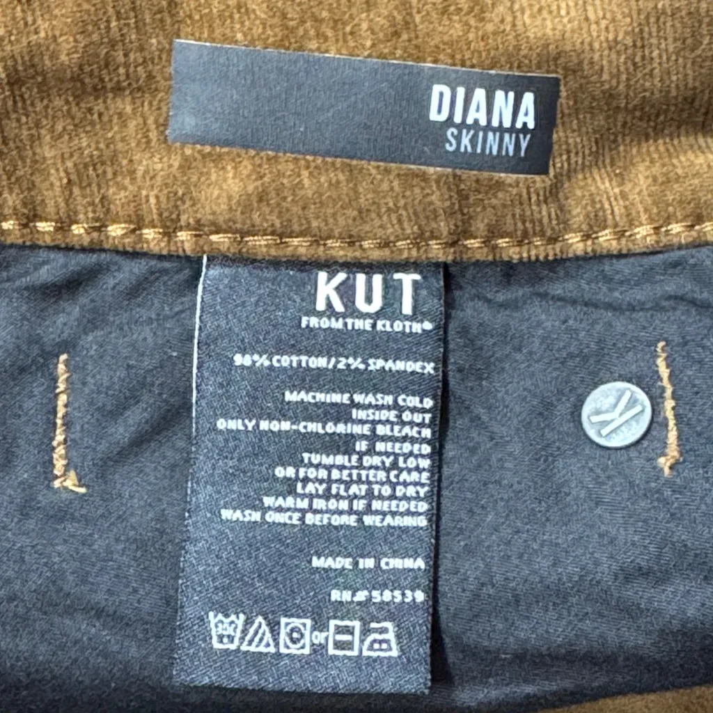 Kut from the Kloth NWT Cognac Brown Diana Skinny Corduroy Jeans Pants Size 22W - Image 7