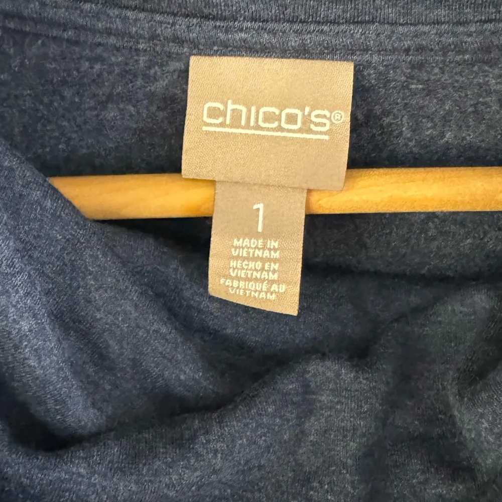 Women’s Chico’s blue colored cowl neck tunic style long sleeve soft shirt SZ 1 - Image 3