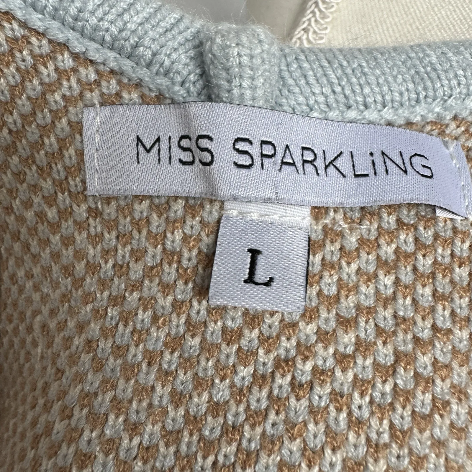 Mushroom Sweater Knit Tank Top Tie Shoulder Miss Sparkling Large Festival Whimsy Blue - Image 7