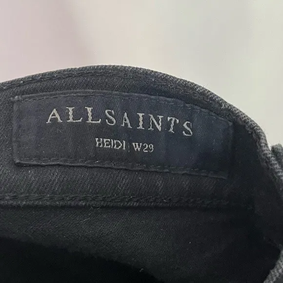 AllSaints Heidi Jeans Women’s Size 29 Black Cropped Flare Raw Hem Mid Rise - Image 11