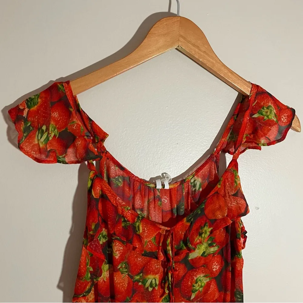 Anthropologie Strawberry Ruffled Top - Image 5
