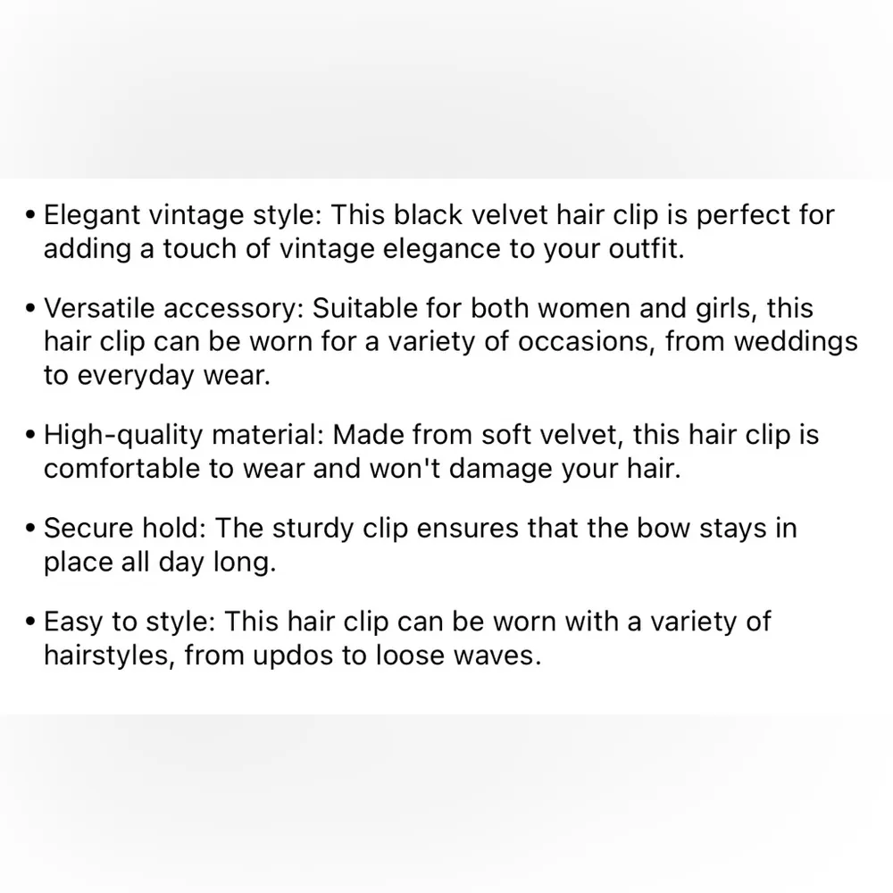 NEW Set of 3 Black Elegant Hair Bow Rose Detail Faux Pearls Clip In Hair Bows - Image 7