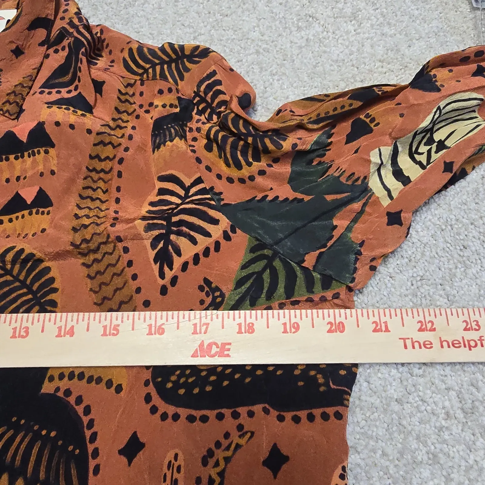 Anthropologie Farm‎ Rio Button Down Blouse Plants Leaves Size S Safari - Image 7