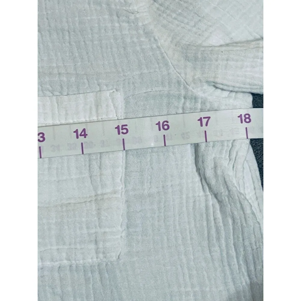 NWT J.Crew Gauze White Long Sleeve Button Up Blouse Size Petite Medium Collared - Image 3