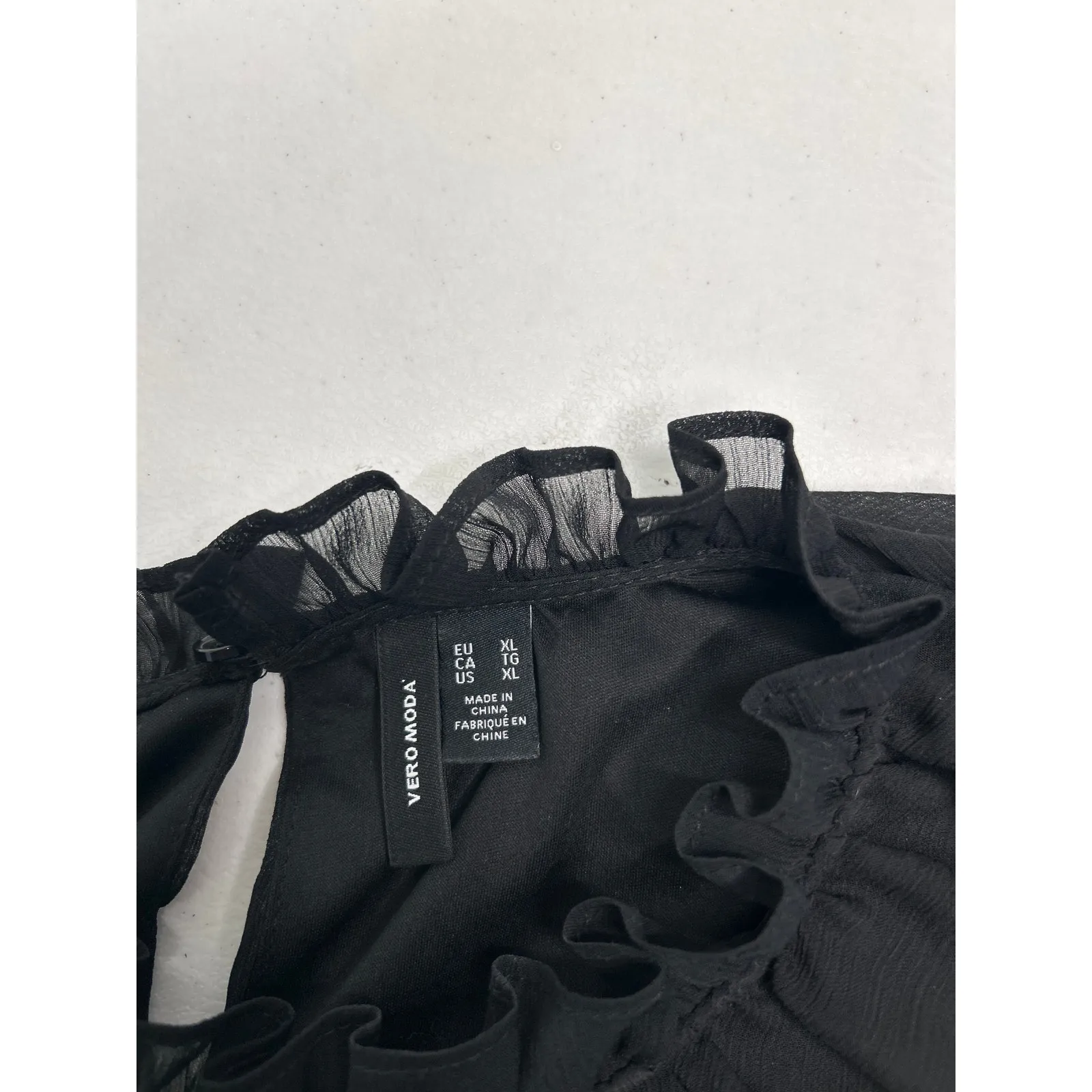 Vero Moda Dalia Long Sleeve Smocked High Collar Dress in Black Size XL - Image 4