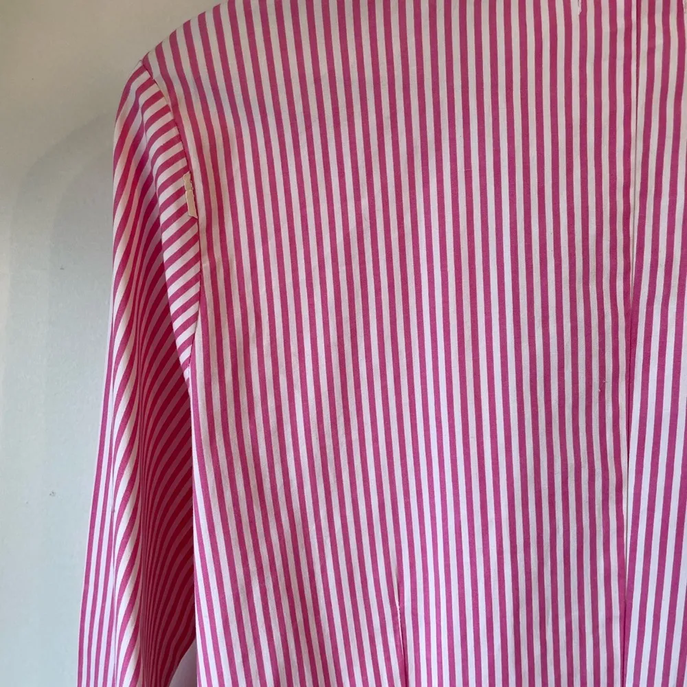 Pink Button Down Shirt with Cuffed Sleeves and Tie Front Size M - Image 8