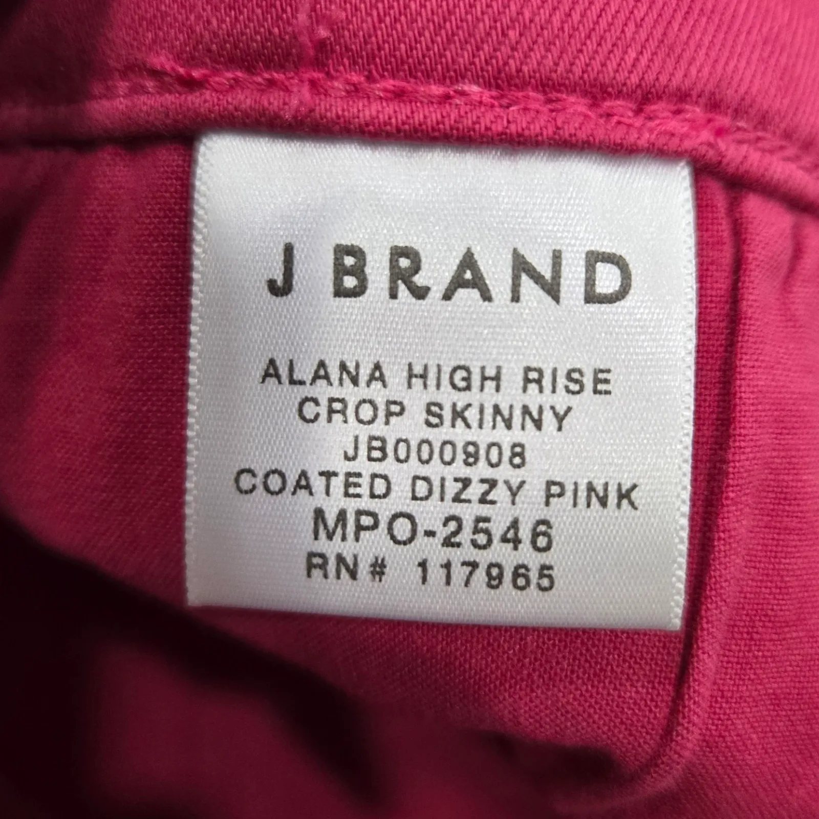 J Brand Alana Pink Coated Skinny Jeans High Rise Crop Metallic Pants Size 25 - Image 6