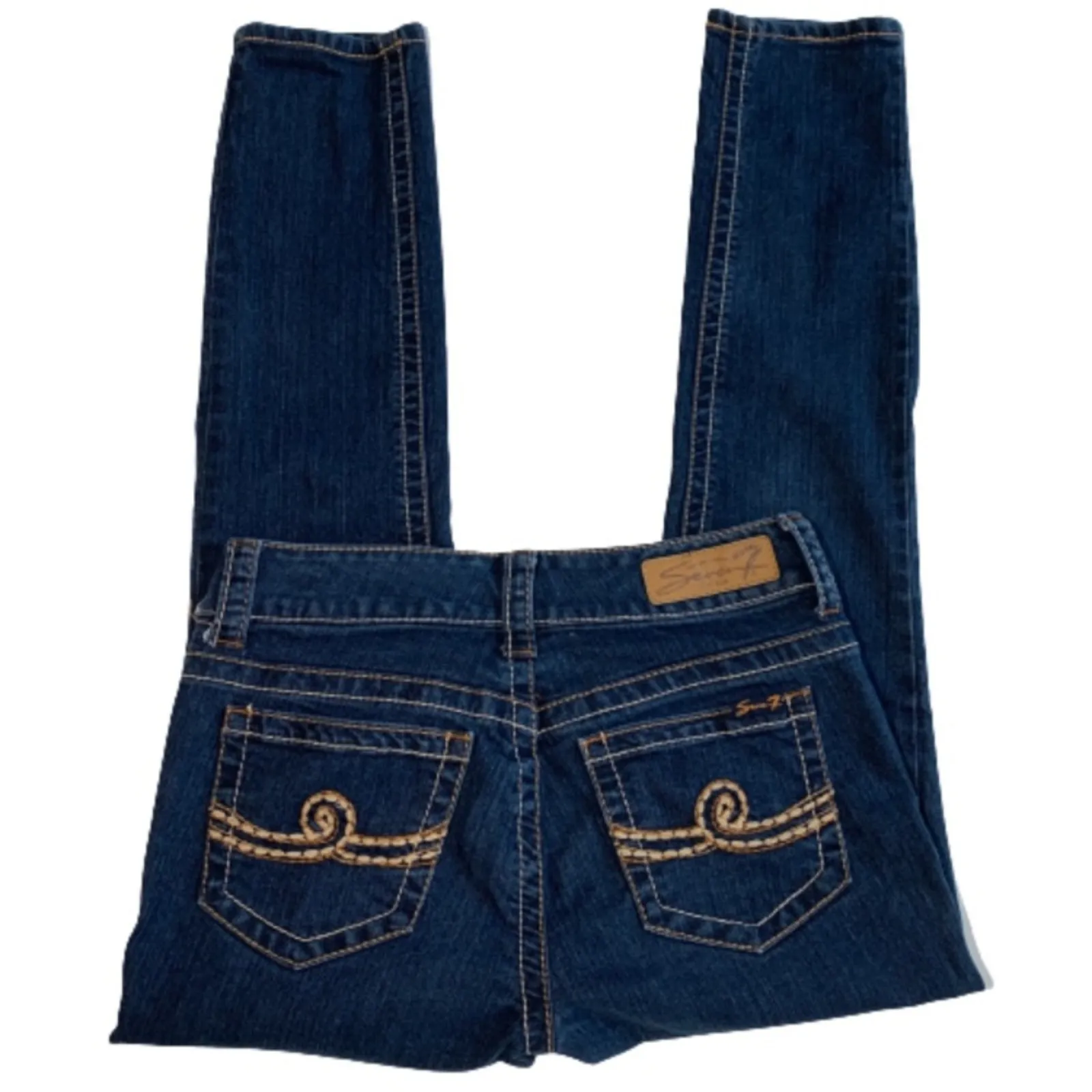 Seven7 Jeans Blue Wash Embroidered Pockets Skinny Denim Jeans Size 6 - Image 2