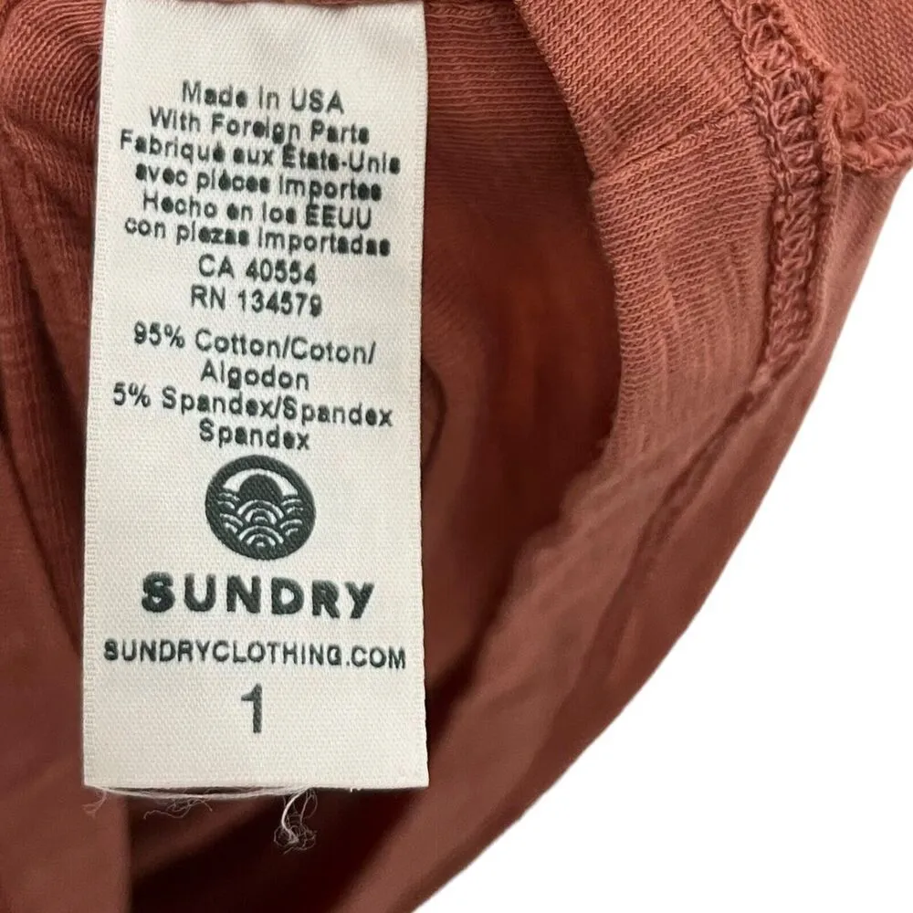 Anthropologie Sundry Tied Tee Relaxed Fit Comfy Knit Mini Dress Womens Size 1 S - Image 9