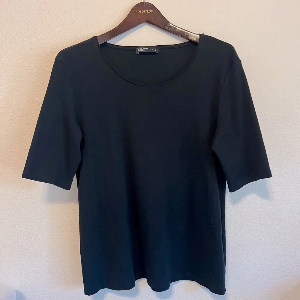 David Jones 100%Cotton Tshirt, elbow length sleeves, black, size L - Image 6