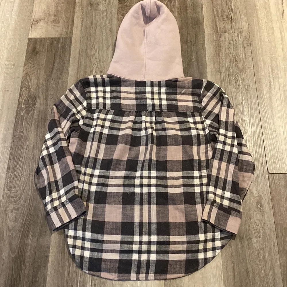 American Eagle Outfitters women’s plaid Hooded black/pink long sleeve size L - Image 8