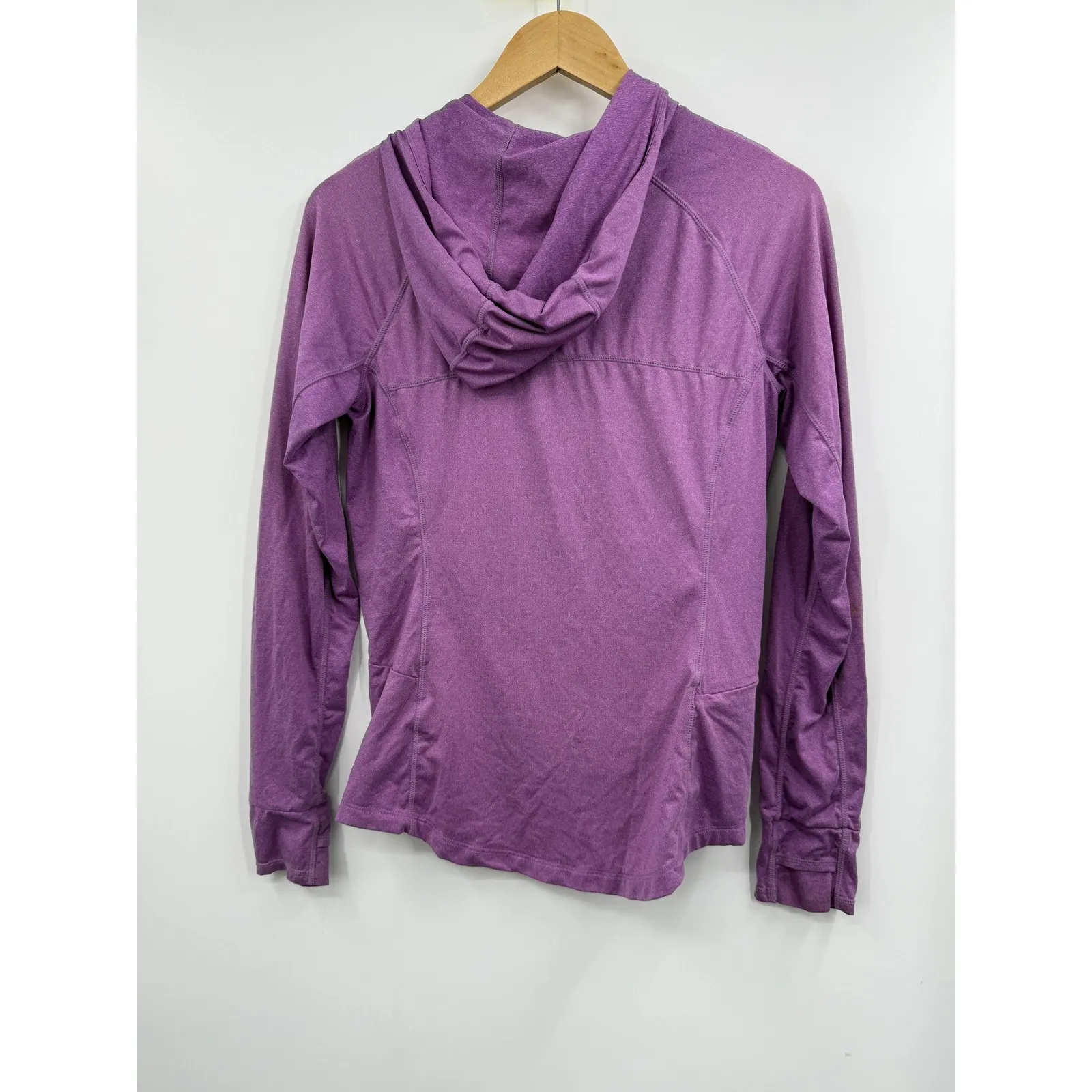 Title Nine Jacket Womens Small Purple Hooded Full Zip Running Thumbholes Stretch - Image 6