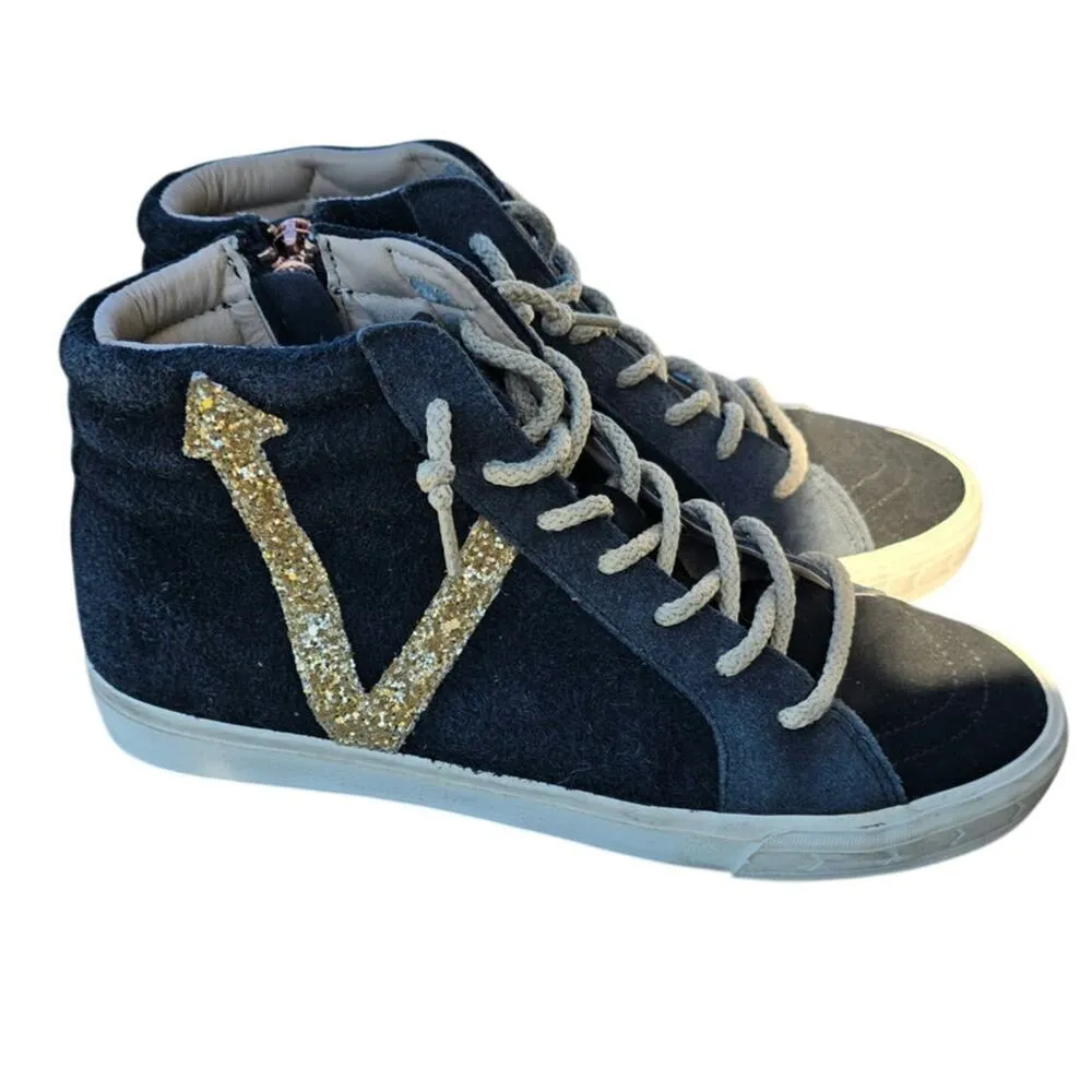 Vintage Lockwood High Top Havana's Black Suede with Gold Sequin "V" Size 8.5 - Image 4