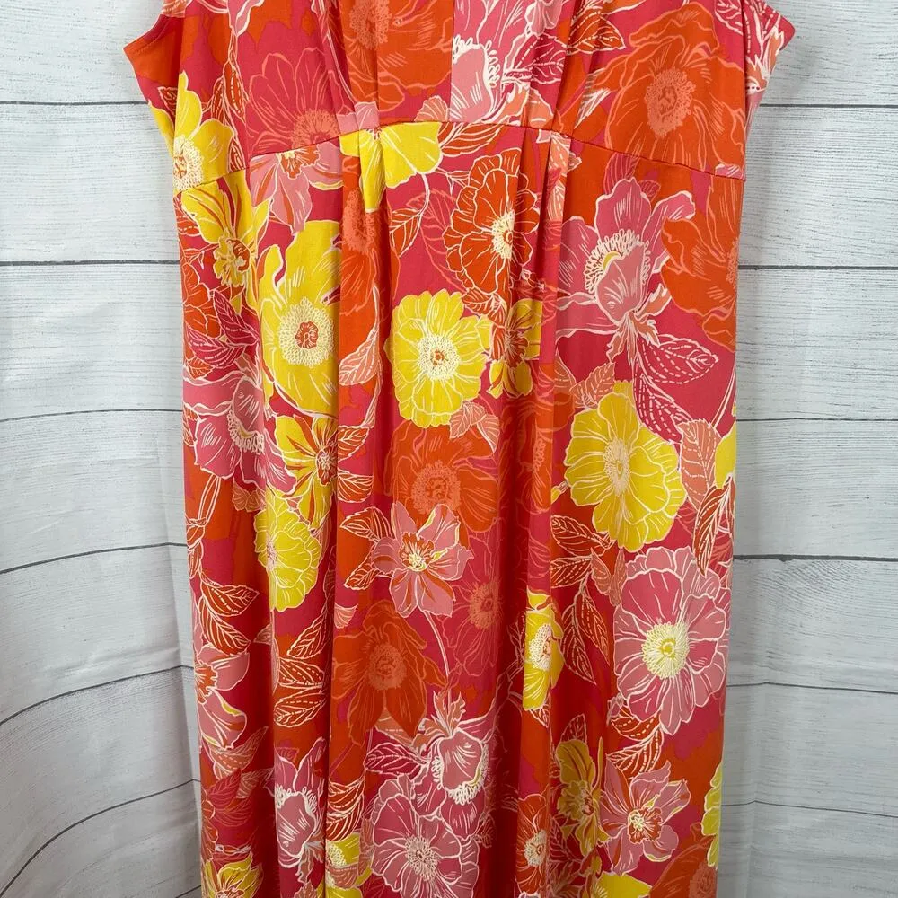 Ruby Rd Womens XL Floral Puff Print Hawaiian Sleeveless Midi Dress High Low Hem - Image 7