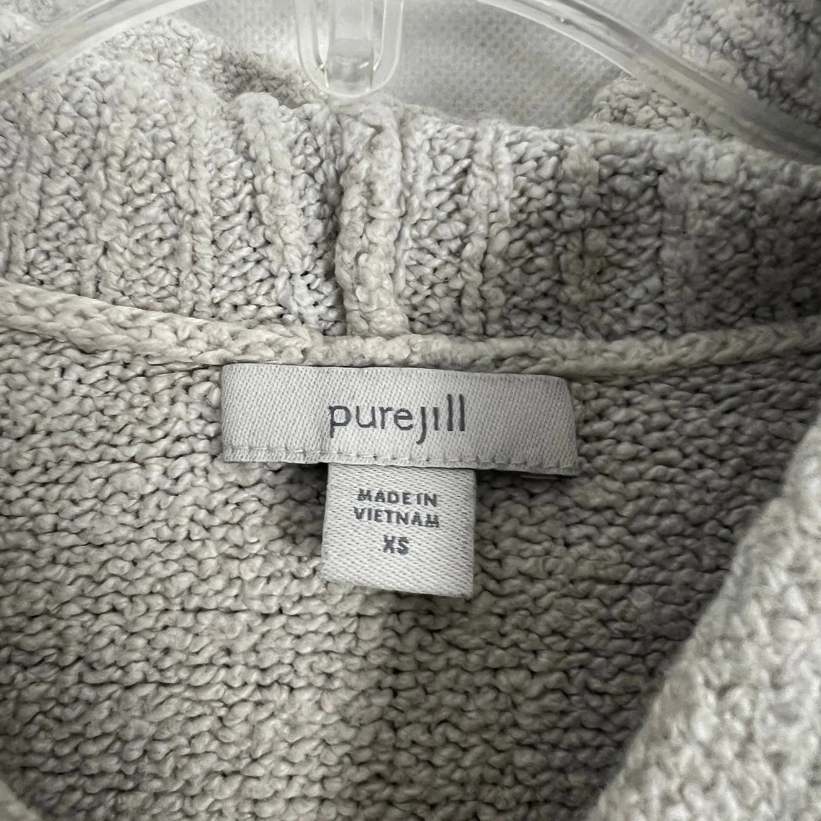 Pure Jill Wool Blend Hooded Pullover Knit Oversized Sweater Size XS Gray - Image 2