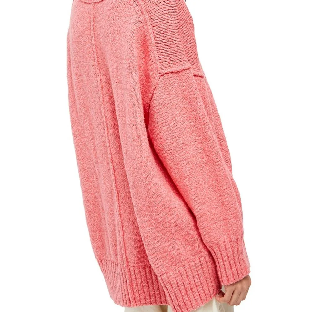 NEW Free People Sweater Brookside Bright Pink Scoop Neck Tunic Women’s Small - Image 4