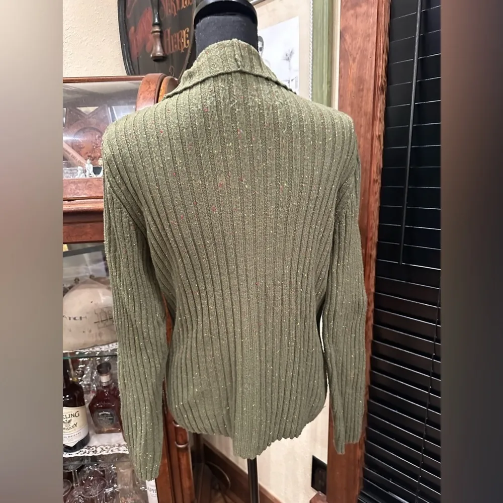 EUC Pria cable knit sweater with turtle neck and ZIPUP green sz XL - Image 5