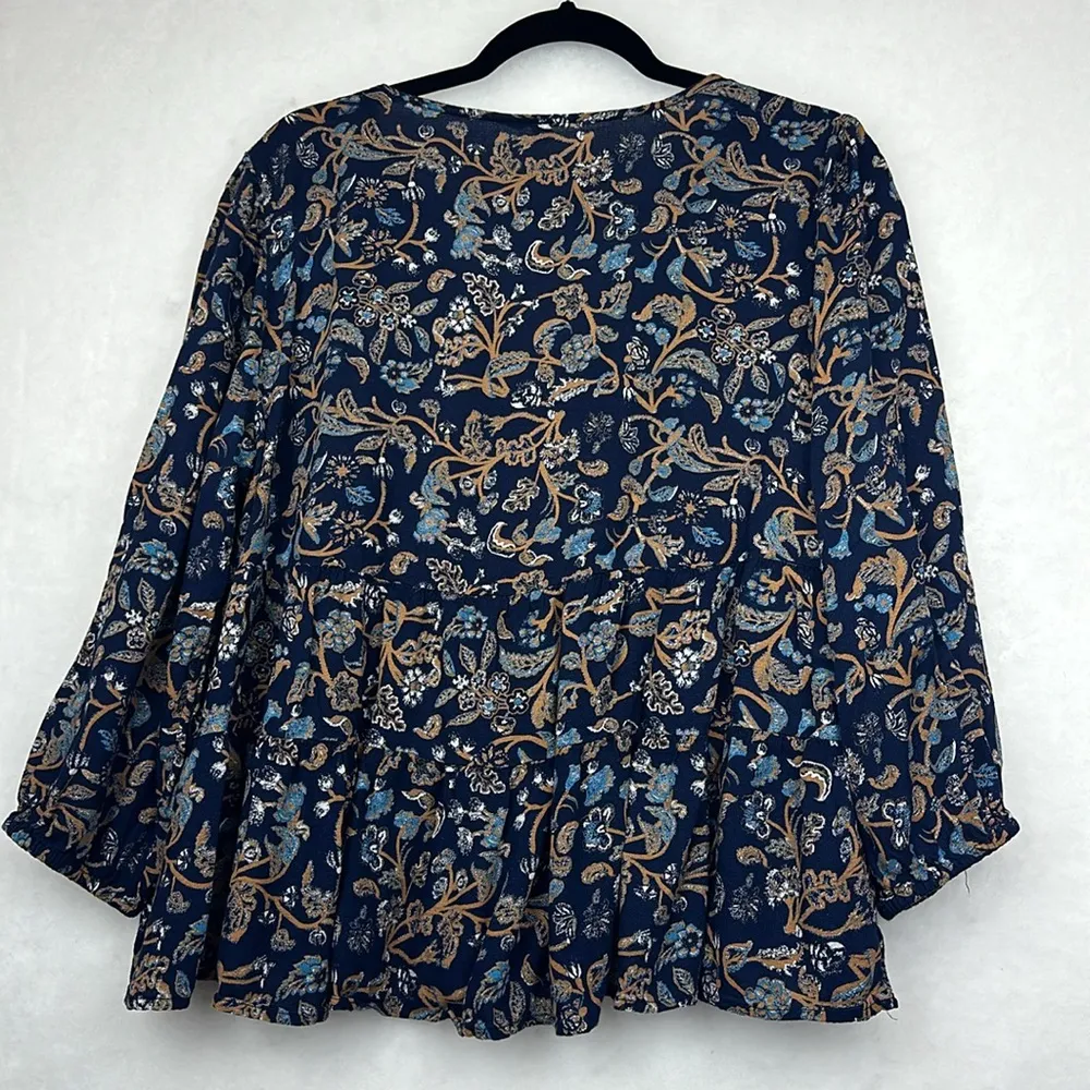 Tops Relaxed V Neck Blouse Women’s Large Puff Sleeve Ruffled Boho - Image 4