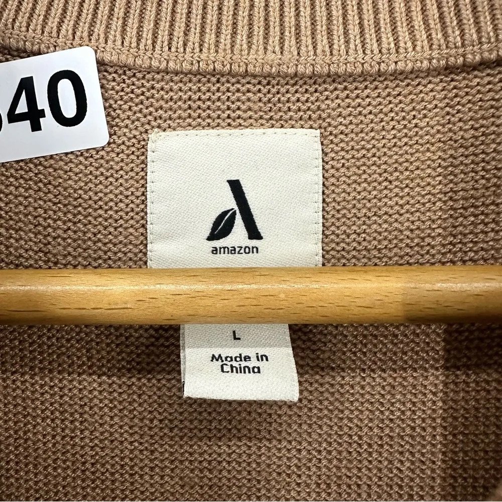 Amazon Crewneck Pullover Knit Sweater Womens Large Beige - Image 3