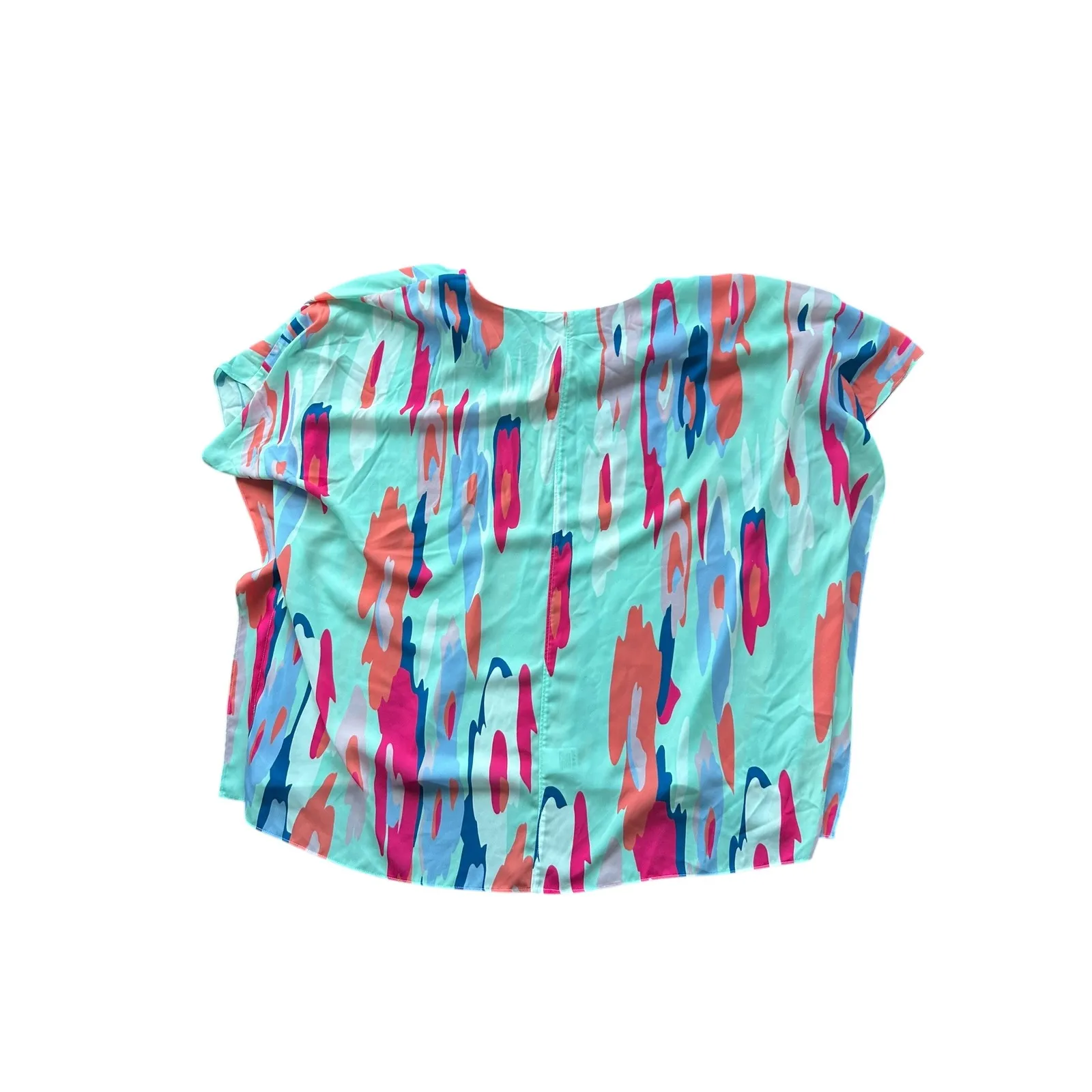 CROSBY by Mollie Burch Abstract Print V Neck Short Sleeve Tunic Top Women's Med - Image 5