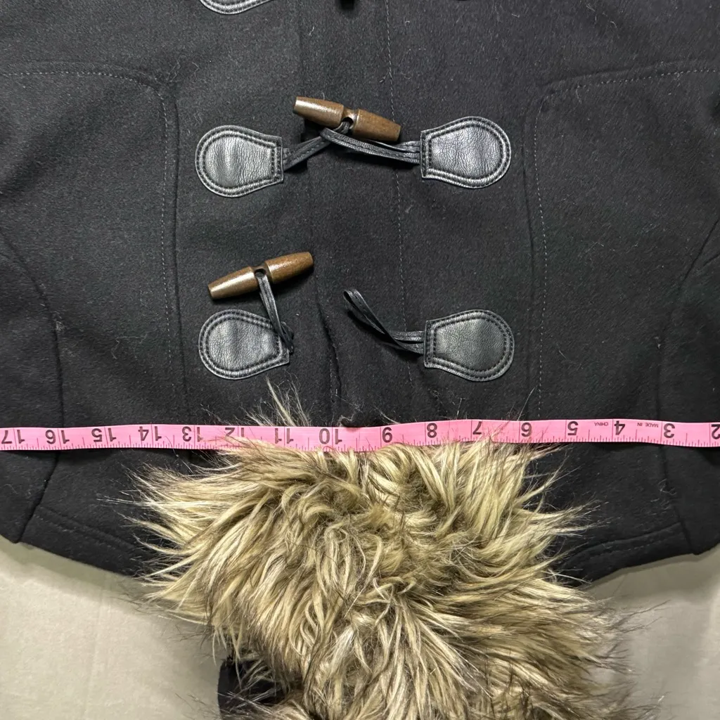 Abercrombie & Fitch Women's Coat Vintage Y2K Black Wool Blend Removable Hood S - Image 9