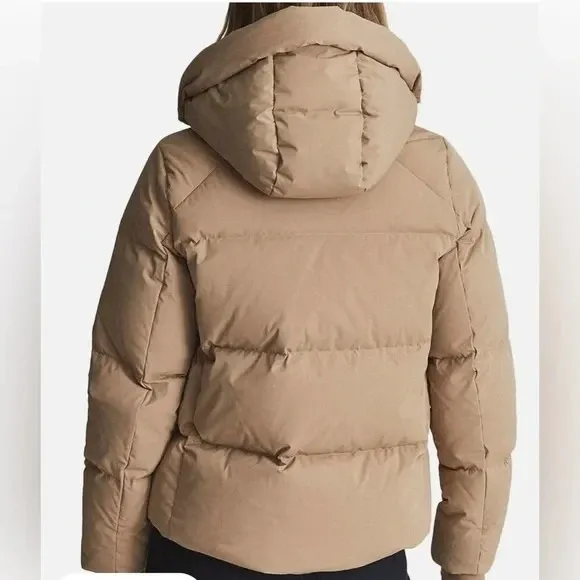 Reiss Thea Hooded Short Puffer Down Feather Winter Jacket in Tan Size XS - Image 2