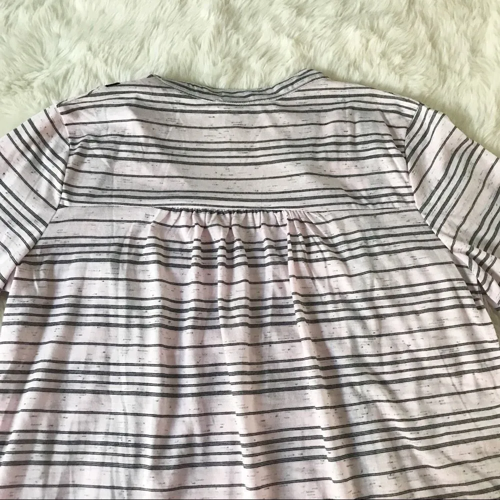 SUZANNE BETRO Striped Bell Sleeve‎ Blouse Top Lightweight Pink Black Small - Image 8