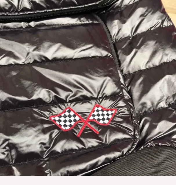 SHINY REFLECTIVE VINAL LIKE RACING CHECKERED FLAG EMBROIDERED BACKPACK Black - Image 5
