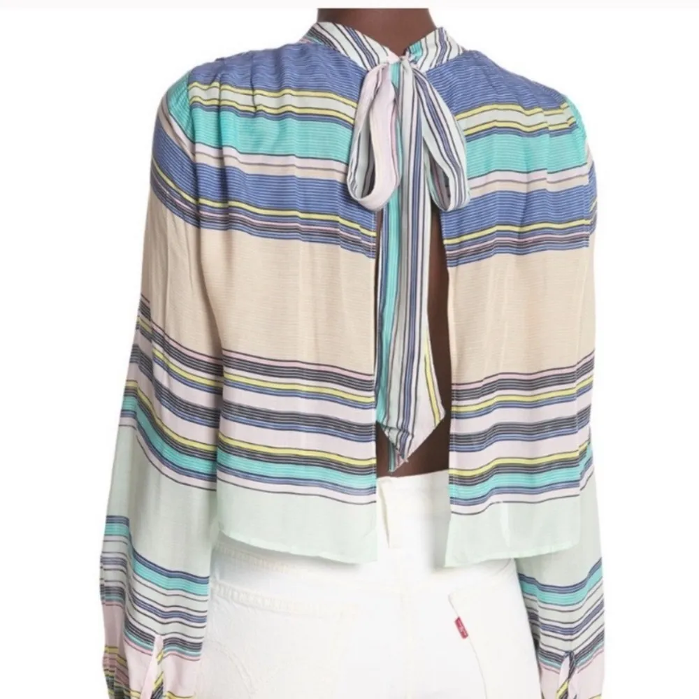 Wildfox NWT  Nautical Striped Open Back Knit Top with Ties - Image 4