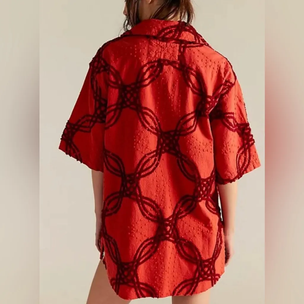 #78 NWT Free People Malta Terry Top in Red Combo - Image 3