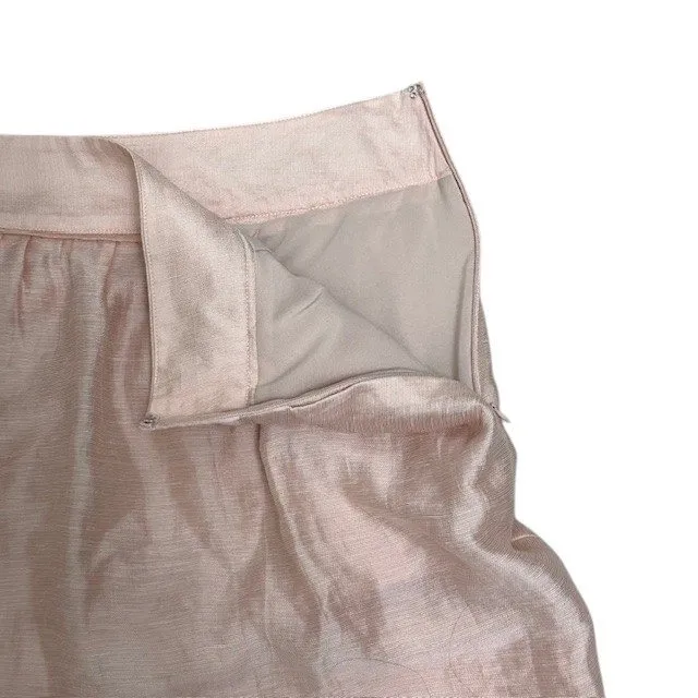 LOFT Pink Skirt Women's Size 6, Mini, Lined, Zipper, Career,‎ Casual Linen Blend - Image 6