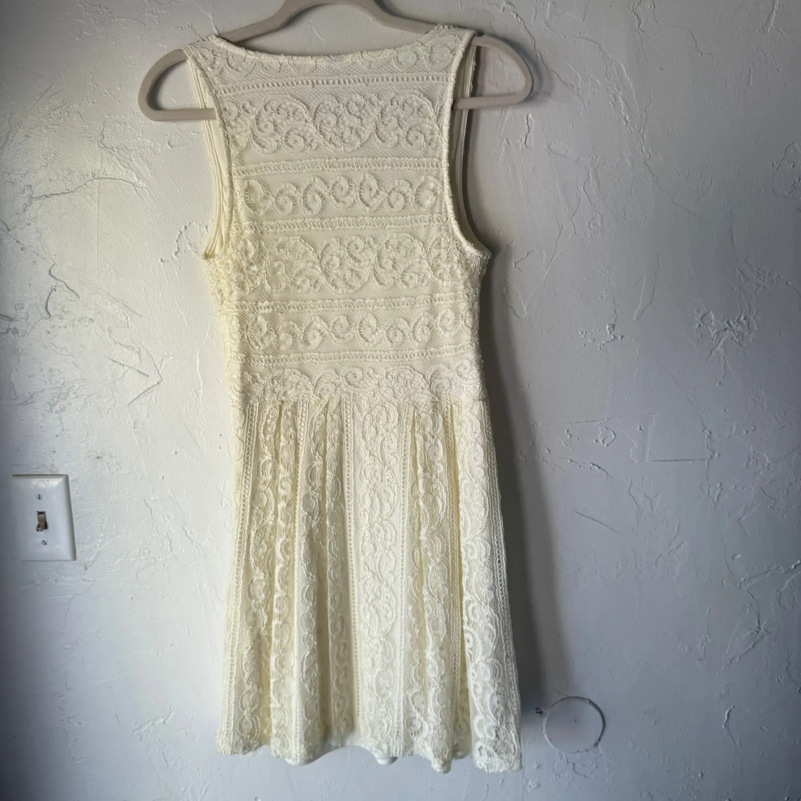 Alya Ivory Lace Dress Sleeveless Square Neck Fit and‎ Flare Party Fairy Cottage White Size M - Image 10