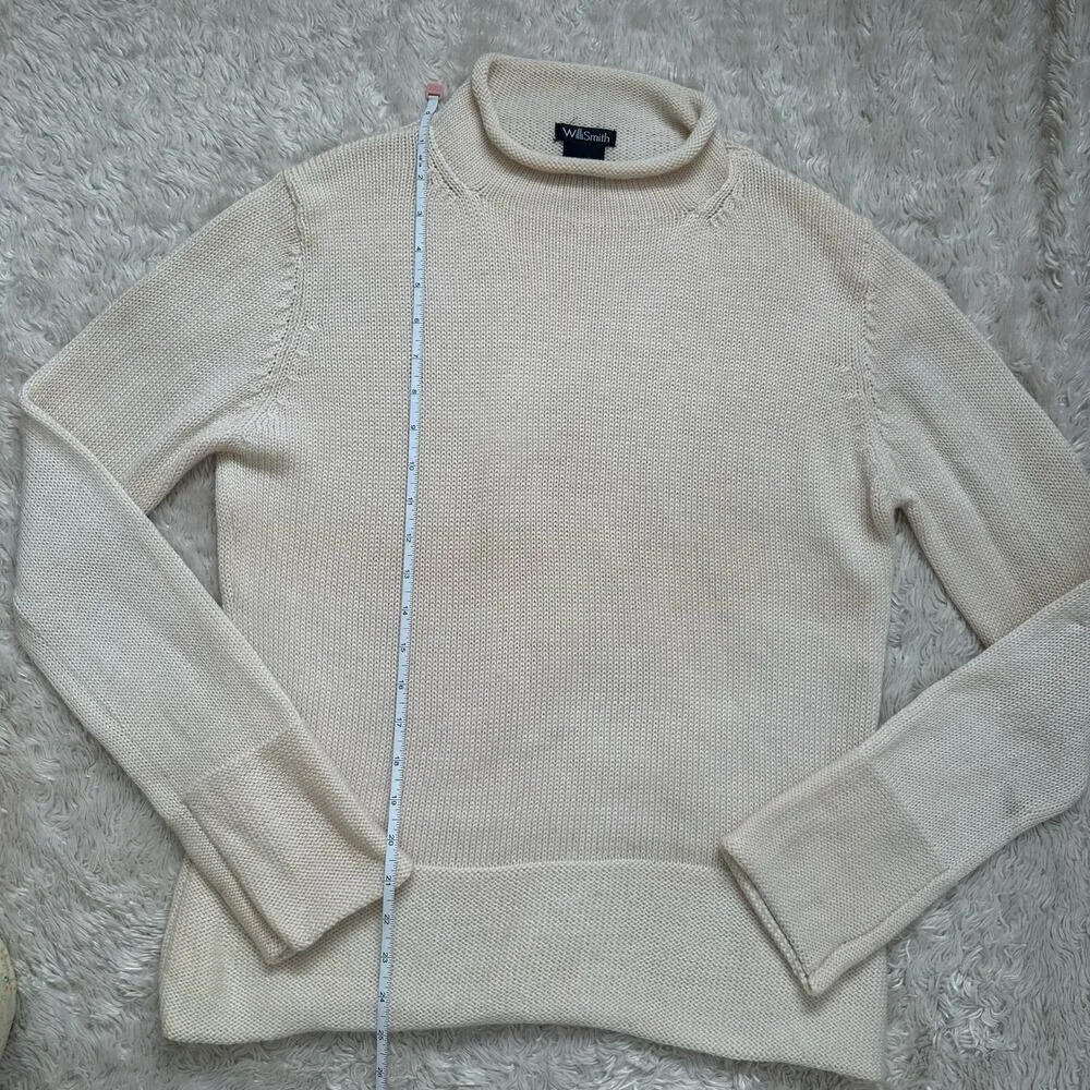 Willi Smith Small 100% Merino Wool Knit Mock Neck Cozy Sweater Long Sleeve Fall - Image 4